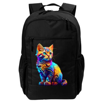 Cute Cat for Kitten Lovers Colorful Art Kitty Adoption Daily Commute Backpack