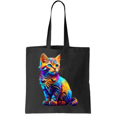 Cute Cat for Kitten Lovers Colorful Art Kitty Adoption Tote Bag