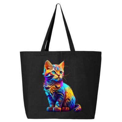 Cute Cat for Kitten Lovers Colorful Art Kitty Adoption 25L Jumbo Tote