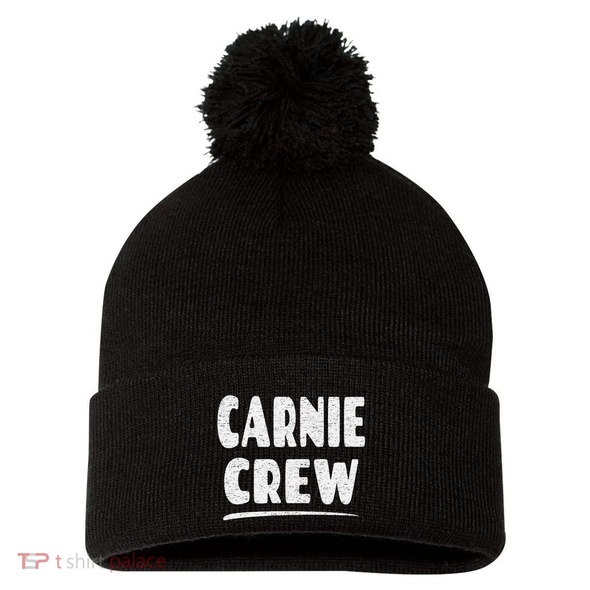 Carnie Crew Fun Circus Or Fair Employee Pom Pom 12in Knit Beanie