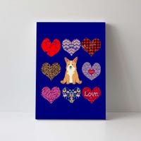 Cute Corgi Funny Dog Mom Hearts Pattern Valentines Day Gift Canvas