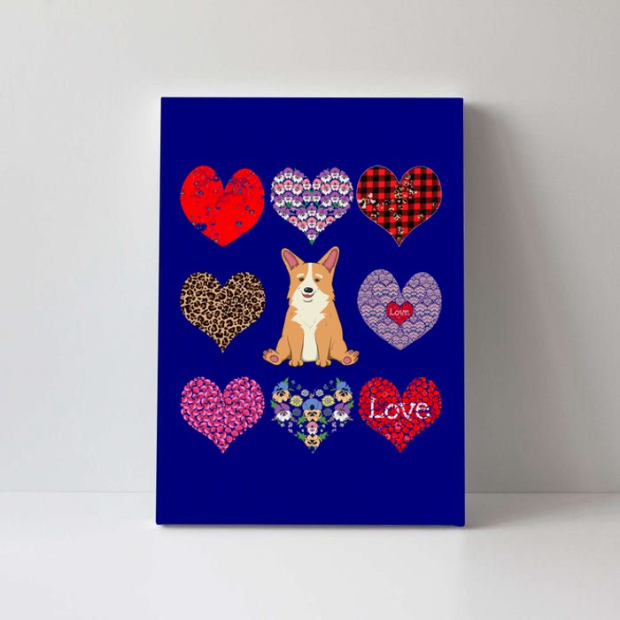 Cute Corgi Funny Dog Mom Hearts Pattern Valentines Day Gift Canvas