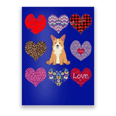 Cute Corgi Funny Dog Mom Hearts Pattern Valentines Day Gift Poster