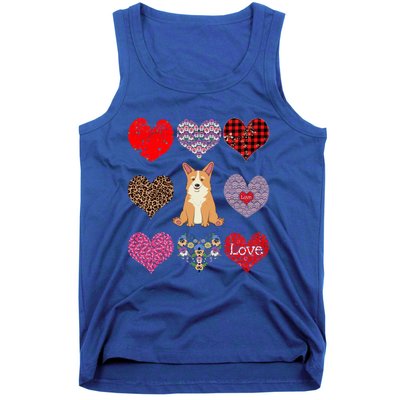 Cute Corgi Funny Dog Mom Hearts Pattern Valentines Day Gift Tank Top