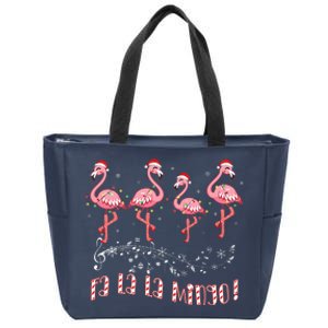 Candy Cane Flamingoes Fa La La Mingo Flamingo Christmas Zip Tote Bag