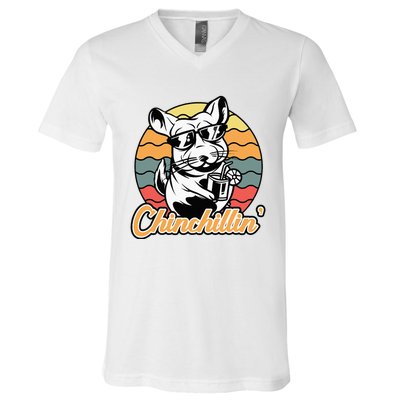 Chinchilla Chinchillin Funny Chinchilla Lover Novelty V-Neck T-Shirt