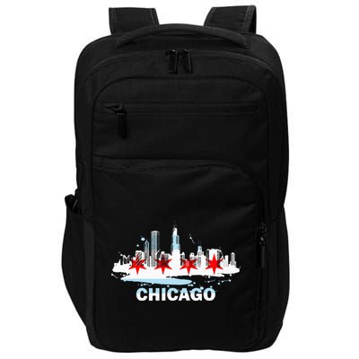 Chicago City Flag Downtown Skyline Chicago Skyline Impact Tech Backpack