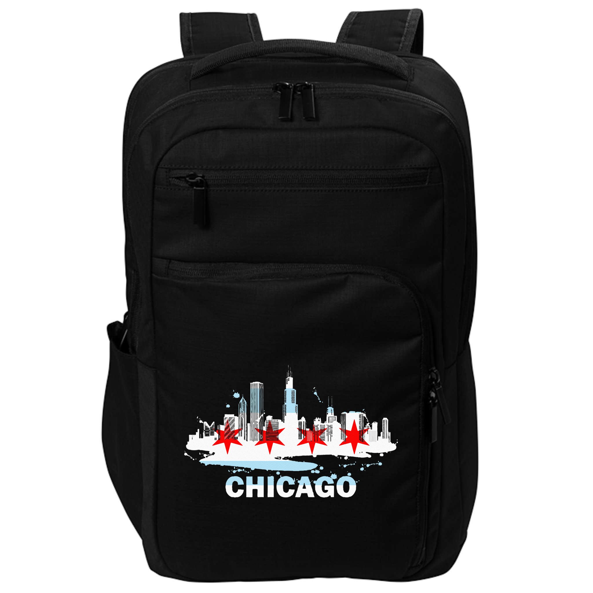 Chicago City Flag Downtown Skyline Chicago Skyline Impact Tech Backpack