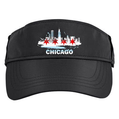 Chicago City Flag Downtown Skyline Chicago Skyline Adult Drive Performance Visor