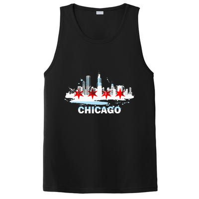 Chicago City Flag Downtown Skyline Chicago Skyline PosiCharge Competitor Tank
