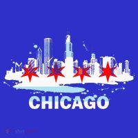 Chicago City Flag Downtown Skyline Chicago Skyline Tall T-Shirt