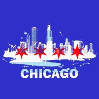 Chicago City Flag Downtown Skyline Chicago Skyline Button