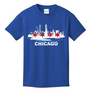 Chicago City Flag Downtown Skyline Chicago Skyline Kids T-Shirt