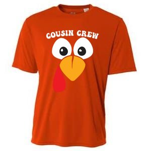 Cousin Crew Funny Turkey Retro Groovy Thanksgiving Family Gift Cooling Performance Crew T-Shirt