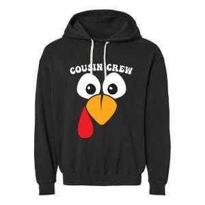 Cousin Crew Funny Turkey Retro Groovy Thanksgiving Family Gift Garment-Dyed Fleece Hoodie