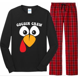 Cousin Crew Funny Turkey Retro Groovy Thanksgiving Family Gift Long Sleeve Pajama Set