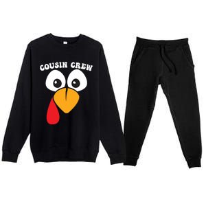 Cousin Crew Funny Turkey Retro Groovy Thanksgiving Family Gift Premium Crewneck Sweatsuit Set