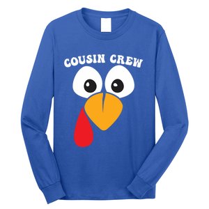 Cousin Crew Funny Turkey Retro Groovy Thanksgiving Family Gift Long Sleeve Shirt