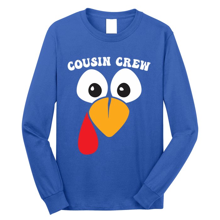 Cousin Crew Funny Turkey Retro Groovy Thanksgiving Family Gift Long Sleeve Shirt