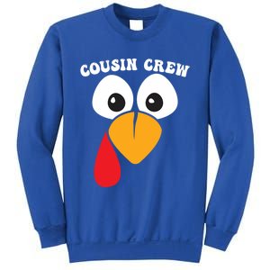 Cousin Crew Funny Turkey Retro Groovy Thanksgiving Family Gift Sweatshirt