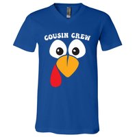 Cousin Crew Funny Turkey Retro Groovy Thanksgiving Family Gift V-Neck T-Shirt