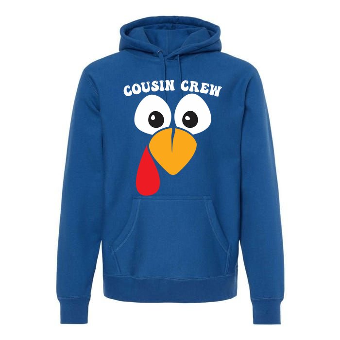 Cousin Crew Funny Turkey Retro Groovy Thanksgiving Family Gift Premium Hoodie