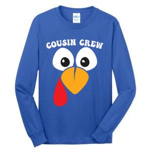 Cousin Crew Funny Turkey Retro Groovy Thanksgiving Family Gift Tall Long Sleeve T-Shirt