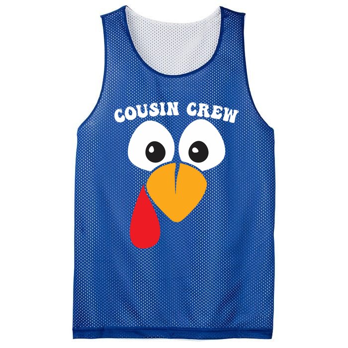 Cousin Crew Funny Turkey Retro Groovy Thanksgiving Family Gift Mesh Reversible Basketball Jersey Tank