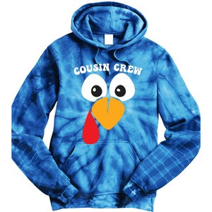 Cousin Crew Funny Turkey Retro Groovy Thanksgiving Family Gift Tie Dye Hoodie