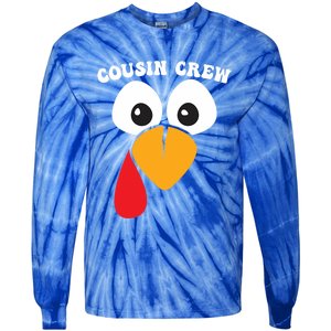 Cousin Crew Funny Turkey Retro Groovy Thanksgiving Family Gift Tie-Dye Long Sleeve Shirt