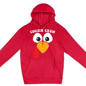 Cousin Crew Funny Turkey Retro Groovy Thanksgiving Family Gift Premium Pullover Hoodie