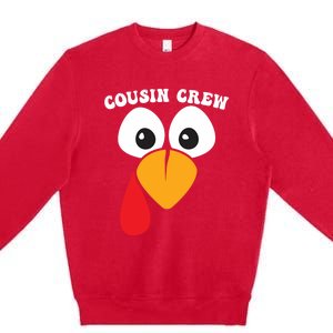 Cousin Crew Funny Turkey Retro Groovy Thanksgiving Family Gift Premium Crewneck Sweatshirt