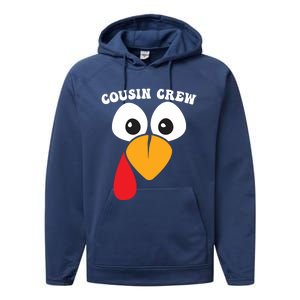 Cousin Crew Funny Turkey Retro Groovy Thanksgiving Family Gift Performance Fleece Hoodie