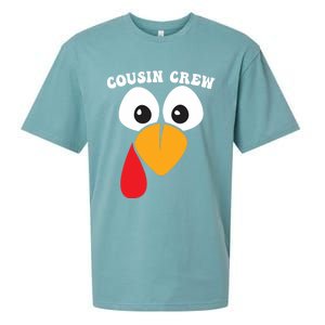 Cousin Crew Funny Turkey Retro Groovy Thanksgiving Family Gift Sueded Cloud Jersey T-Shirt