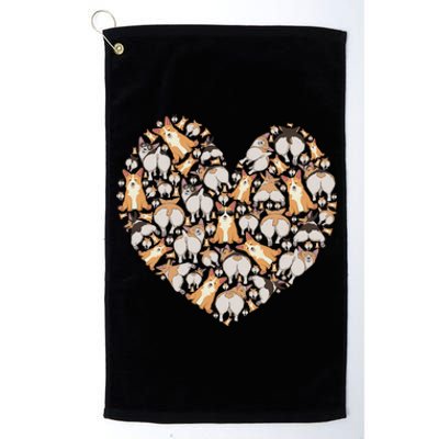 Cute Corgis Funny Dog Mom Corgi Lover Heart Valentines Day Gift Platinum Collection Golf Towel