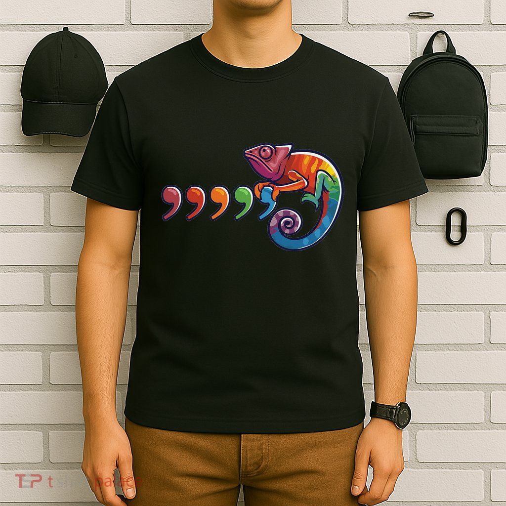 Comma Chameleon Funny 80S Throwback The Original T-Shirt