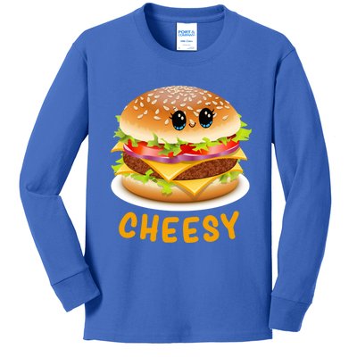 Cheesy Cute Funny Cheese Burger Food Pun Tee Gift Kids Long Sleeve Shirt