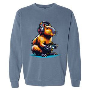 Capybara Cute Funny Capybara Rodent & Video Games Lover Garment-Dyed Sweatshirt