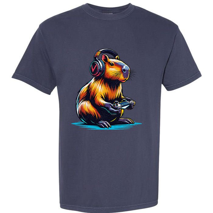 Capybara Cute Funny Capybara Rodent & Video Games Lover Garment-Dyed Heavyweight T-Shirt