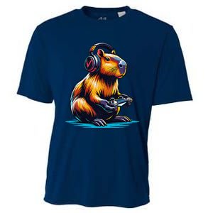 Capybara Cute Funny Capybara Rodent & Video Games Lover Cooling Performance Crew T-Shirt