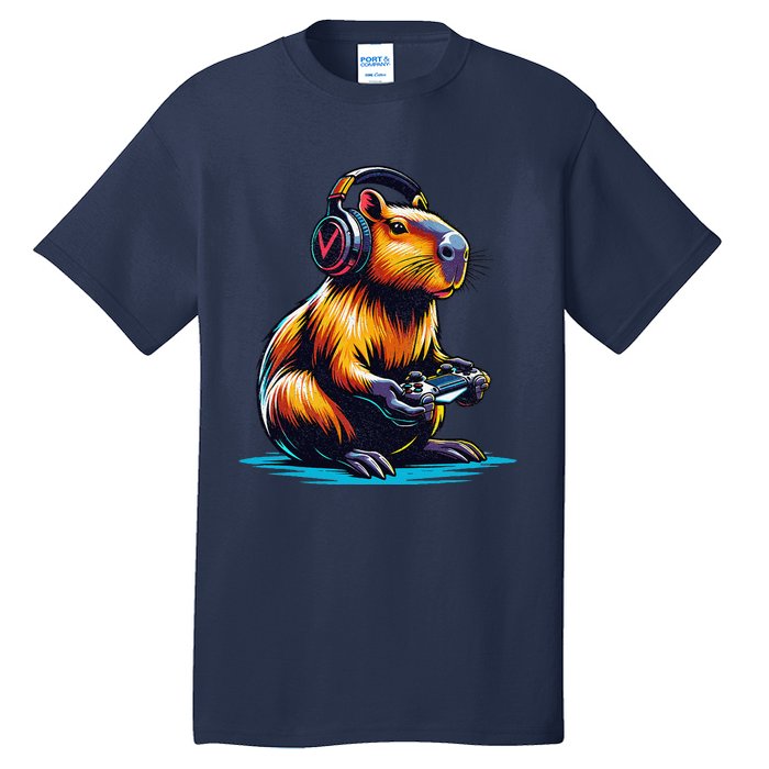 Capybara Cute Funny Capybara Rodent & Video Games Lover Tall T-Shirt