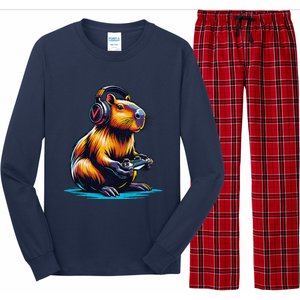 Capybara Cute Funny Capybara Rodent & Video Games Lover Long Sleeve Pajama Set