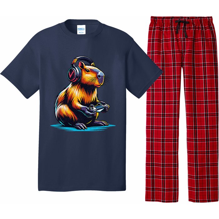 Capybara Cute Funny Capybara Rodent & Video Games Lover Pajama Set