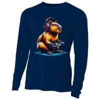 Capybara Cute Funny Capybara Rodent & Video Games Lover Cooling Performance Long Sleeve Crew