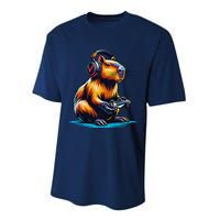 Capybara Cute Funny Capybara Rodent & Video Games Lover Performance Sprint T-Shirt