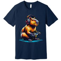 Capybara Cute Funny Capybara Rodent & Video Games Lover Premium T-Shirt