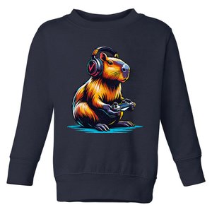 Capybara Cute Funny Capybara Rodent & Video Games Lover Toddler Sweatshirt