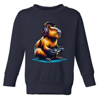 Capybara Cute Funny Capybara Rodent & Video Games Lover Toddler Sweatshirt