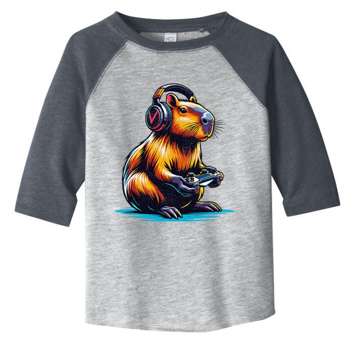 Capybara Cute Funny Capybara Rodent & Video Games Lover Toddler Fine Jersey T-Shirt