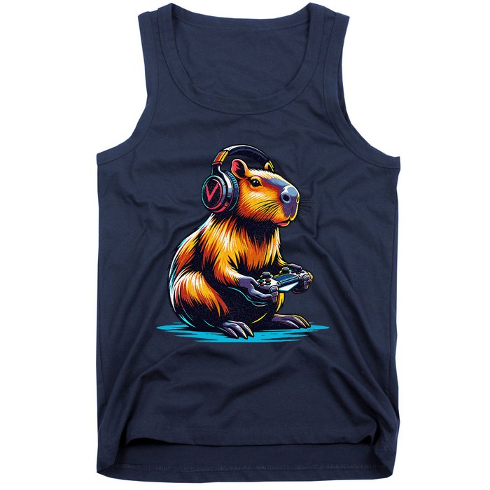 Capybara Cute Funny Capybara Rodent & Video Games Lover Tank Top